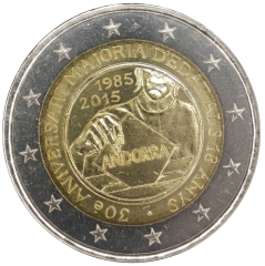 2 Euro Andorra 2015 - 30. Jahrestag der Volljährigkeit und politischen Rechte für 18‑Jährige