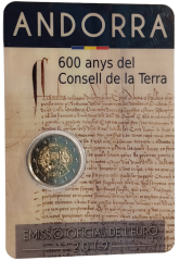 2 Euro Andorra 2019 - 600. Jahrestag des Consell de la Terra