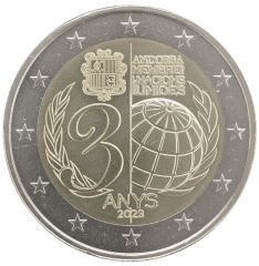 2 Euro Andorra 2023 - 30 Jahre Mitgliedschaft Andorras in den Vereinten Nationen