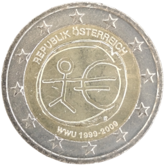 2 Euro Österreich 2009 - 10 Jahre Wirtschafts- und Währungsunion, Einführung des Euro