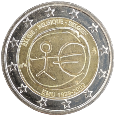 2 Euro Belgien 2009 - 10 Jahre Wirtschafts- und Währungsunion, Einführung des Euro