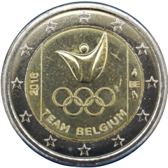 2 Euro Belgien 2016 - Belgisches Team bei den Olympischen Spielen Rio 2016