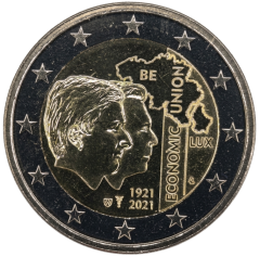 2 Euro Belgien 2021 - 100 Jahre Verfassung der Belgisch-Luxemburgischen Wirtschaftsunion