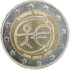 2 Euro Zypern 2009 - 10 Jahre Wirtschafts- und Währungsunion, Einführung des Euro