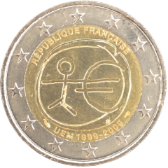 2 Euro Frankreich 2009 - 10 Jahre Wirtschafts- und Währungsunion, Einführung des Euro