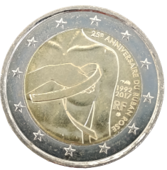 2 Euro Frankreich 2017 - 25. Jahrestag der Rosa Schleife, Symbol des Kampfes gegen Brustkrebs