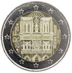 2 Euro Frankreich 2025 - 1. Jahrestag der Wiedereröffnung der Kathedrale Notre-Dame in Paris