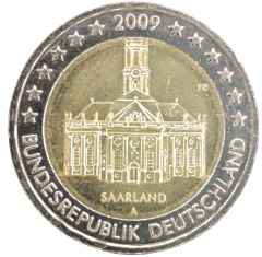 2 Euro Deutschland 2009 - Bundesland Saarland, Ludwigskirche in Saarbrücken
