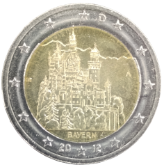 2 Euro Deutschland 2012 - Freistaat Bayern, Schloss Neuschwanstein bei Füssen