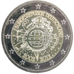 2 Euro Deutschland 2012 - 10 Jahre Euro-Münzen und Euro-Banknoten