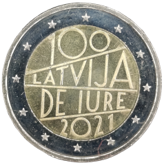 2 Euro Lettland 2021 - 100 Jahre De-jure-Anerkennung der Republik Lettland