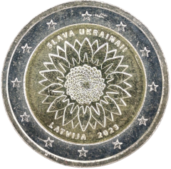2 Euro Lettland 2023 - Sonnenblume für die Ukraine