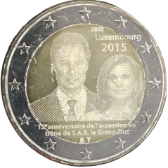 2 Euro Luxemburg 2015 - 15. Jahrestag der Thronbesteigung S.K.H. des Großherzogs