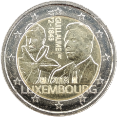 2 Euro Luxemburg 2018 - 175. Todestag von Großherzog Wilhelm I.