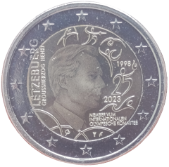 2 Euro Luxemburg 2023 - 25. Jahrestag der Aufnahme von Großherzog Henri in das IOC - Fotoversion im BU-Set