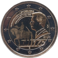 2 Euro Luxemburg 2024 - 175. Todestag von Großherzog Wilhelm II. - Fotoversion im BU-Set