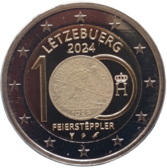 2 Euro Luxemburg 2024 - 100 Jahre Einführung der Luxemburger-Franc-Münzen mit dem Feiersteppler - Fotoversion im BU-Set