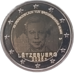 2 Euro Luxemburg 2025 - 25. Jahrestag der Thronbesteigung von Großherzog Henri - Fotoversion im BU-Set