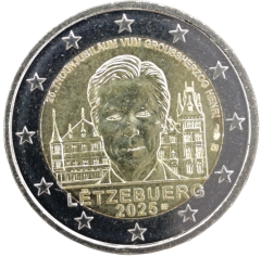 2 Euro Luxemburg 2025 - 25. Jahrestag der Thronbesteigung von Großherzog Henri - Reliefversion