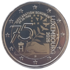 2 Euro Luxemburg 2025 - 75. Jahrestag der Schuman-Erklärung - Fotoversion im BU-Set