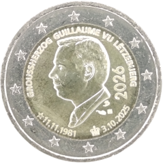 2 Euro Luxemburg 2026 - Thronbesteigung und 45. Geburtstag des Großherzogs Guillaume