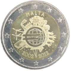 2 Euro Malta 2012 - 10 Jahre Euro-Münzen und Euro-Banknoten