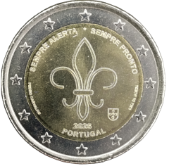 2 Euro Portugal 2025 - Weltweite Pfadfinderbewegung - Allzeit bereit