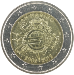2 Euro San Marino 2012 - 10 Jahre Euro-Münzen und Euro-Banknoten