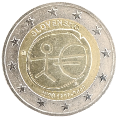 2 Euro Slowakei 2009 - 10 Jahre Wirtschafts- und Währungsunion, Einführung des Euro