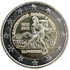 2 Euro Slowakei 2025 - 100 Jahre erstes internationales Sportturnier auf dem Gebiet der Slowakischen Republik - Eishockey-EM