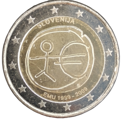 2 Euro Slowenien 2009 - 10 Jahre Wirtschafts- und Währungsunion, Einführung des Euro