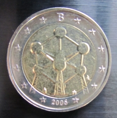 2 Euro Belgien 2006 Sondermünze Atomium Brüssel  prägefrisch aus Rolle