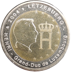2 Euro Luxemburg 2004 - Bildnis und Monogramm von Großherzog Henri