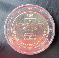 2 Euro  Belgien 2008 Sondermünze Menschenrechte