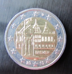 2 Euro  BRD 2010 Sondermünze Bremen Prägebuchstabe F Stuttgart