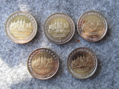 5 x 2 Euro BRD 2007 Sondermünzen Schweriner Schloss ADFGJ komplett bankfrisch aus der Rolle