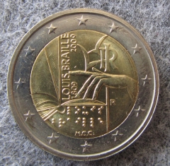 2 Euro Italien 2009 Sondermünze Braille bankfrisch aus der Rolle