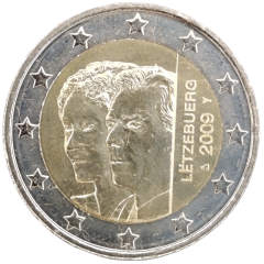 2 Euro Luxemburg 2009 - Großherzog Henri und Großherzogin Charlotte, 90. Jahrestag ihrer Thronbesteigung