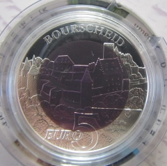 5 Euro Luxemburg 2012 Burg Bourscheid  kompletter Folder