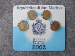 KMS MiniKit San Marino 2002  20c - 2E  (3,70E) im Folder mit 4 Münzen, wie verausgabt