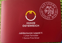 1,5€ Österreich 2019 825 Jahre Münze Wien 1 OZ Feinsilber  Leopold V in Folder