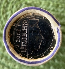 1 € Luxemburg 2009 Kursmünze in originaler kompletter Rolle bankfrisch